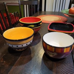 4 bowls various shapes and sizes